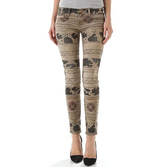 Current/Elliott The Ankle Skinny Vintage Tribal Destroy Jeans Size 24 NWT $218 - Picture 2 of 13